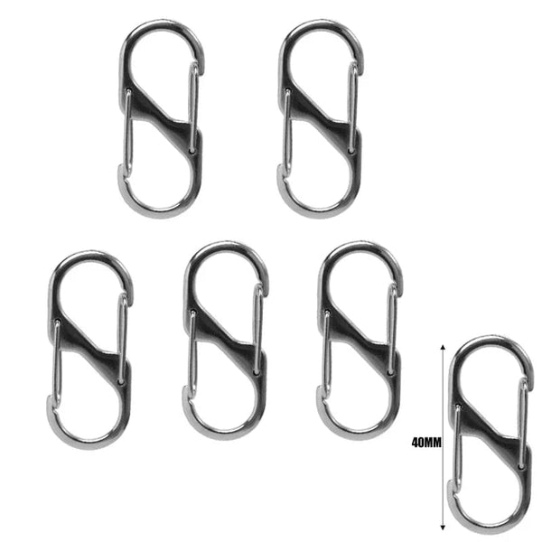 Planet Gates 5Pcs S Type Zinc Alloy Carabiner with Lock Mini Keychain Hook Anti-Theft Outdoor Camping Backpack Buckle Key-Lock Accessories