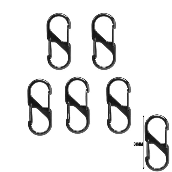 Planet Gates 5Pcs S Type Zinc Alloy Carabiner with Lock Mini Keychain Hook Anti-Theft Outdoor Camping Backpack Buckle Key-Lock Accessories