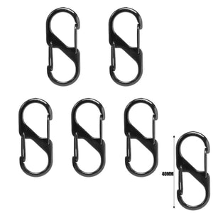 Planet Gates 5Pcs S Type Zinc Alloy Carabiner with Lock Mini Keychain Hook Anti-Theft Outdoor Camping Backpack Buckle Key-Lock Accessories