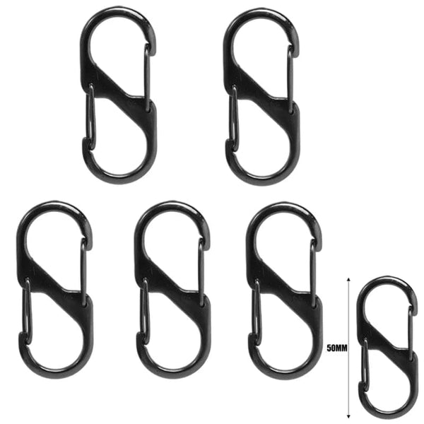 Planet Gates 5Pcs S Type Zinc Alloy Carabiner with Lock Mini Keychain Hook Anti-Theft Outdoor Camping Backpack Buckle Key-Lock Accessories