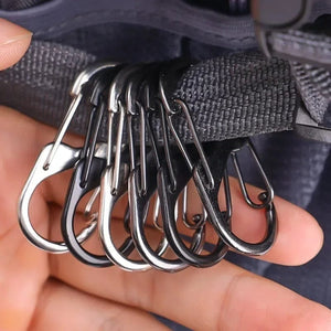 Planet Gates 5Pcs S Type Zinc Alloy Carabiner with Lock Mini Keychain Hook Anti-Theft Outdoor Camping Backpack Buckle Key-Lock Accessories