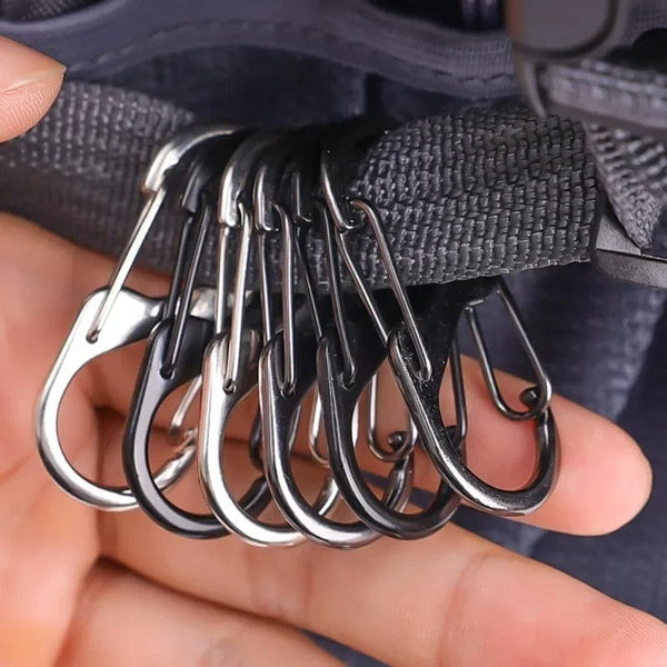 Planet Gates 5Pcs S Type Zinc Alloy Carabiner with Lock Mini Keychain Hook Anti-Theft Outdoor Camping Backpack Buckle Key-Lock Accessories