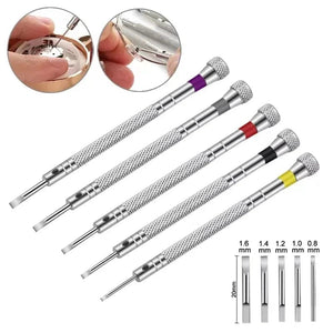 Planet Gates 5pcs/set 0.8-1.6mm Steel Screwdriver for Watch Repairing Portable Watch Tools Band Removal with Mini Link Pins Watchmaker Tools