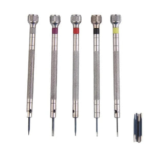 Planet Gates 5pcs/set 0.8-1.6mm Steel Screwdriver for Watch Repairing Portable Watch Tools Band Removal with Mini Link Pins Watchmaker Tools