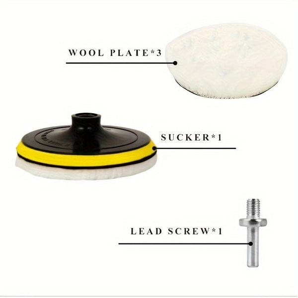 Planet Gates 5pcs/Set 5pcs/set 12.7 Cm Car Polishing Waxing Buffing Wheel Pad Car Polisher Kit For Auto M10 Drill Connector Car Paint Care Car-styling