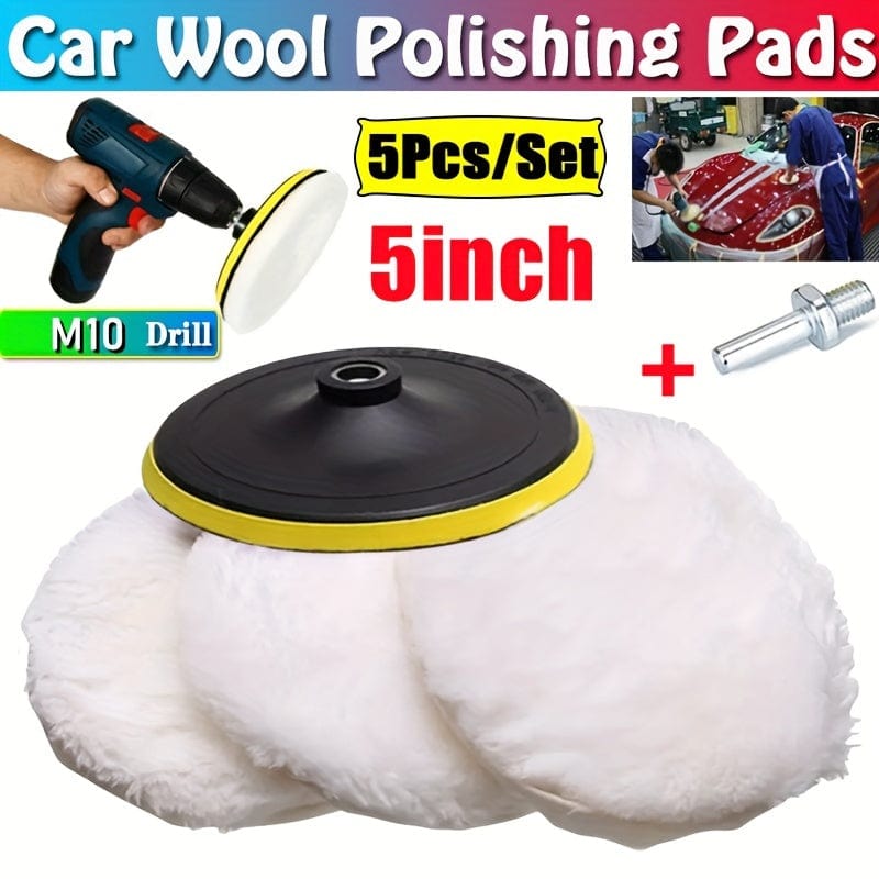 Planet Gates 5pcs/Set 5pcs/set 12.7 Cm Car Polishing Waxing Buffing Wheel Pad Car Polisher Kit For Auto M10 Drill Connector Car Paint Care Car-styling
