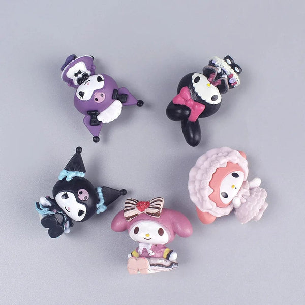 Planet Gates 5Pcs/set Mini Sanrio Figuren Doll 3cm Hello Kitty Kuromi melody Cake decoration model desktop toy car decoration