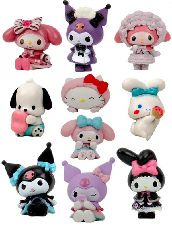 Planet Gates 5Pcs/set Mini Sanrio Figuren Doll 3cm Hello Kitty Kuromi melody Cake decoration model desktop toy car decoration