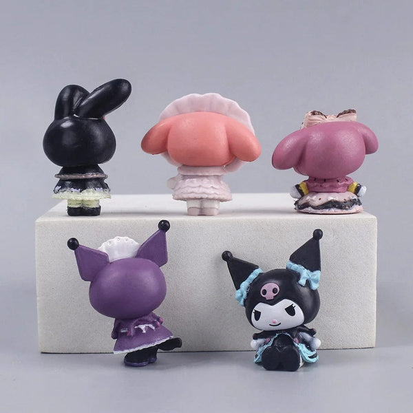 Planet Gates 5Pcs/set Mini Sanrio Figuren Doll 3cm Hello Kitty Kuromi melody Cake decoration model desktop toy car decoration