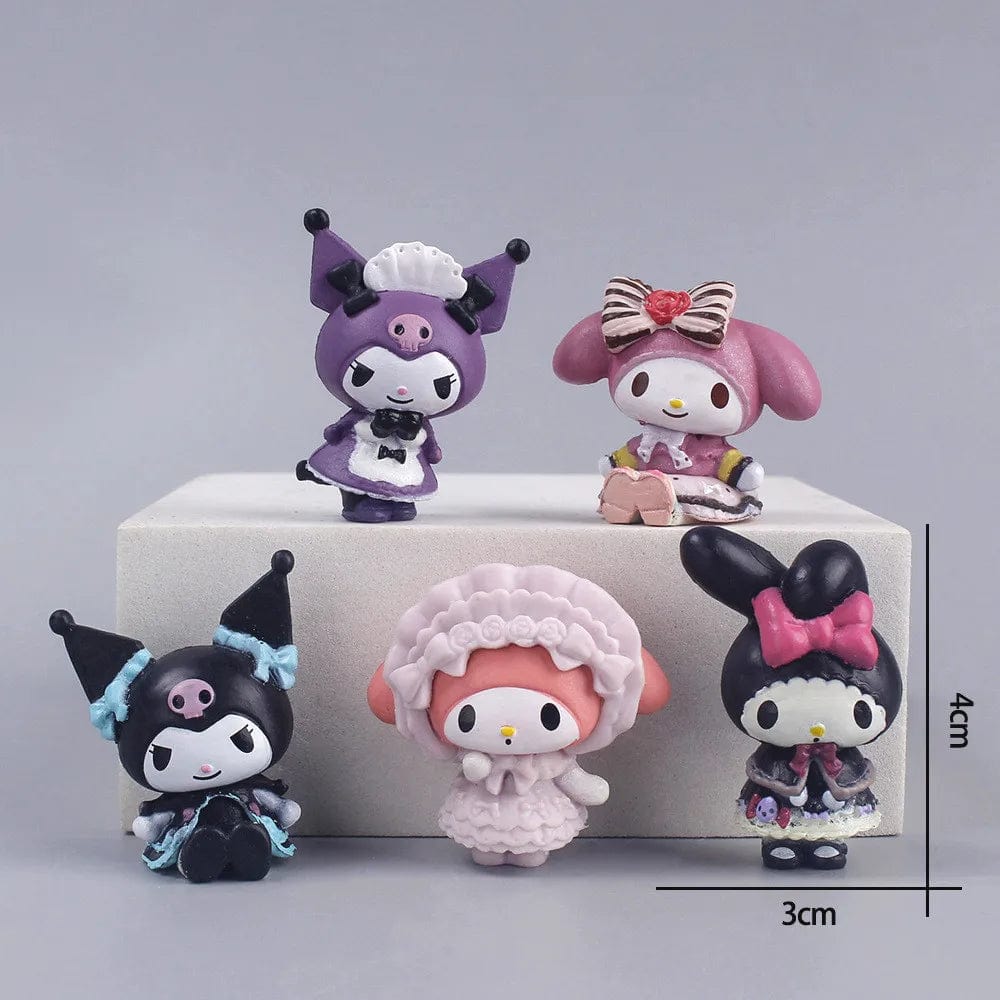 Planet Gates 5Pcs/set Mini Sanrio Figuren Doll 3cm Hello Kitty Kuromi melody Cake decoration model desktop toy car decoration