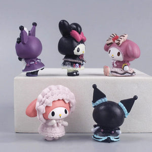 Planet Gates 5Pcs/set Mini Sanrio Figuren Doll 3cm Hello Kitty Kuromi melody Cake decoration model desktop toy car decoration