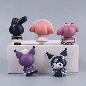 Planet Gates 5Pcs/set Mini Sanrio Figuren Doll 3cm Hello Kitty Kuromi melody Cake decoration model desktop toy car decoration