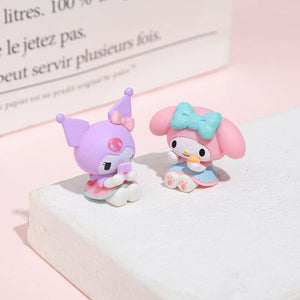 Planet Gates 5Pcs/set Mini Sanrio Figuren Doll 3cm Hello Kitty Kuromi melody Cake decoration model desktop toy car decoration