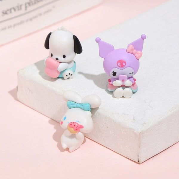 Planet Gates 5Pcs/set Mini Sanrio Figuren Doll 3cm Hello Kitty Kuromi melody Cake decoration model desktop toy car decoration