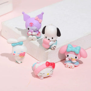 Planet Gates 5Pcs/set Mini Sanrio Figuren Doll 3cm Hello Kitty Kuromi melody Cake decoration model desktop toy car decoration