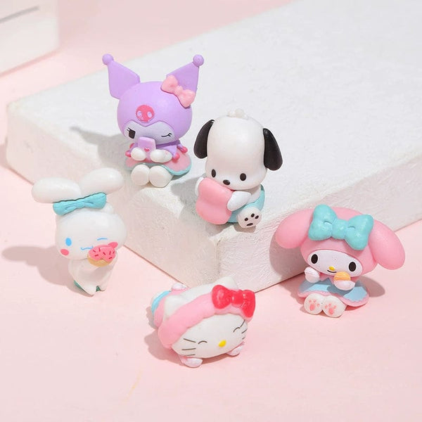 Planet Gates 5Pcs/set Mini Sanrio Figuren Doll 3cm Hello Kitty Kuromi melody Cake decoration model desktop toy car decoration