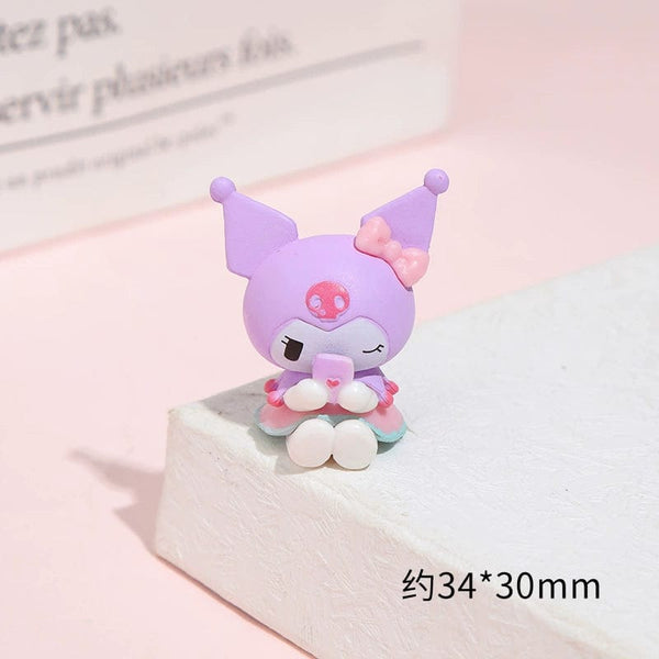 Planet Gates 5Pcs/set Mini Sanrio Figuren Doll 3cm Hello Kitty Kuromi melody Cake decoration model desktop toy car decoration