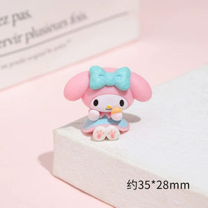 Planet Gates 5Pcs/set Mini Sanrio Figuren Doll 3cm Hello Kitty Kuromi melody Cake decoration model desktop toy car decoration