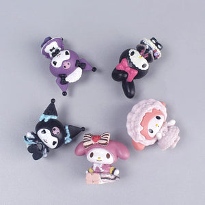 Planet Gates 5Pcs/set Mini Sanrio Figuren Doll 3cm Hello Kitty Kuromi melody Cake decoration model desktop toy car decoration