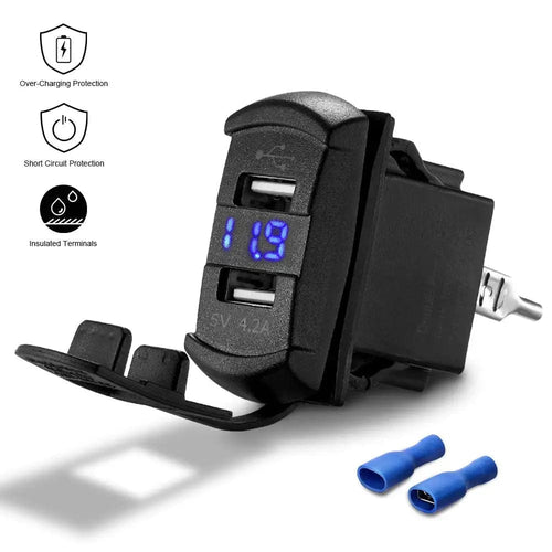 Planet Gates 5V 4.2A / CHINA 5V 4.2A LED Car Charger Dual USB Switch For Can-AM Maverick X3 Compatible with Polaris RZR 1000 800 900 Ranger for Boat UTV ATV