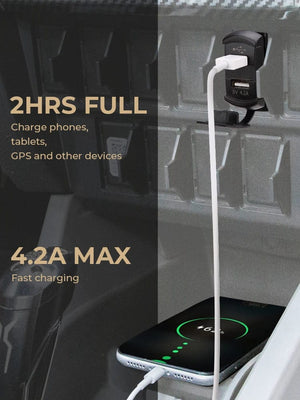 Planet Gates 5V 4.2A / CHINA 5V 4.2A LED Car Charger Dual USB Switch For Can-AM Maverick X3 Compatible with Polaris RZR 1000 800 900 Ranger for Boat UTV ATV