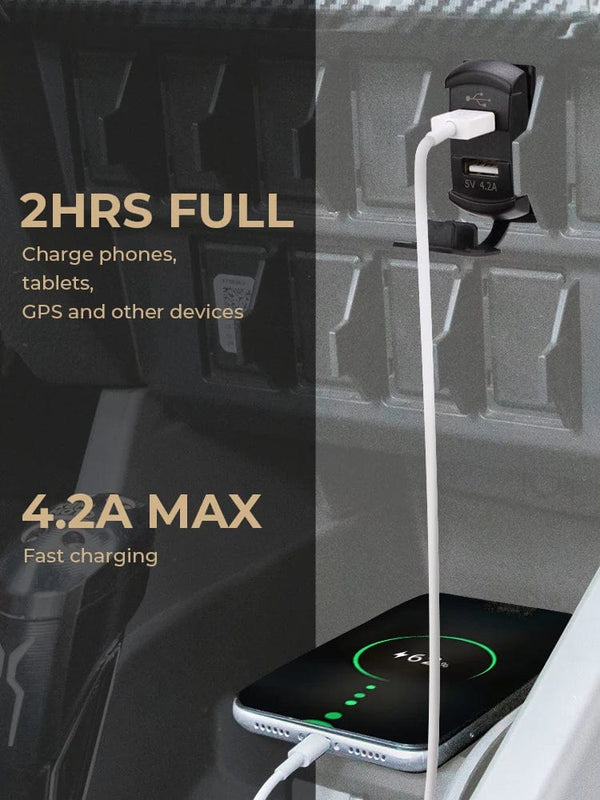 Planet Gates 5V 4.2A / CHINA 5V 4.2A LED Car Charger Dual USB Switch For Can-AM Maverick X3 Compatible with Polaris RZR 1000 800 900 Ranger for Boat UTV ATV