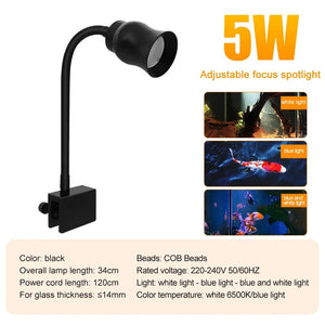 Planet Gates 5W white blue / CHINA Aquarium Led Light Fish Tank Decoration Adjustable Focus Spotlight Plants Grow Lamp Turtle Reptiles Accessories 5w 7w 9w 12w 15w