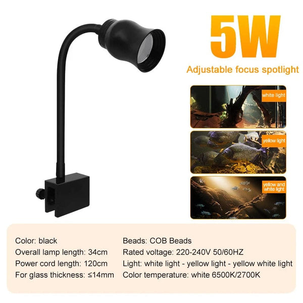 Planet Gates 5W white yellow / CHINA Aquarium Led Light Fish Tank Decoration Adjustable Focus Spotlight Plants Grow Lamp Turtle Reptiles Accessories 5w 7w 9w 12w 15w
