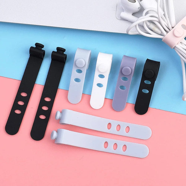 Planet Gates 5X pink Phone Cable Organizer Earphone Clip Charger Cord Management 3 Hole Line Storge Holder Clips Data Line Bobbin Winder Straps