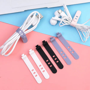 Planet Gates 5X pink Phone Cable Organizer Earphone Clip Charger Cord Management 3 Hole Line Storge Holder Clips Data Line Bobbin Winder Straps