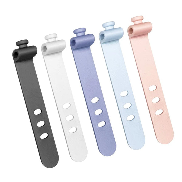 Planet Gates 5X pink Phone Cable Organizer Earphone Clip Charger Cord Management 3 Hole Line Storge Holder Clips Data Line Bobbin Winder Straps