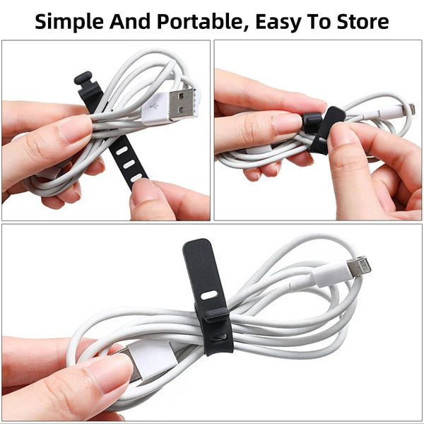 Planet Gates 5X pink Phone Cable Organizer Earphone Clip Charger Cord Management 3 Hole Line Storge Holder Clips Data Line Bobbin Winder Straps