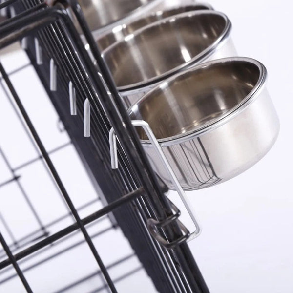 Planet Gates 5x12cm Cat Hanger Cage Cup Stainless Steel Pet Feeding Tools Stationary Dog Bowl Hanging Feeder Dish Travel Food Water Bowls