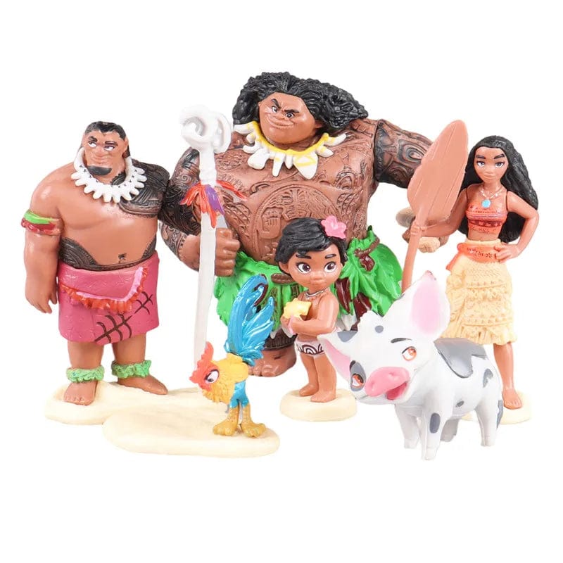 Planet Gates 6/10Pcs Set Disney Movie Moana Figure Dolls Set Demigod Maui Moana Waialiki Heihei Action Figure Model Kids birthday Gift