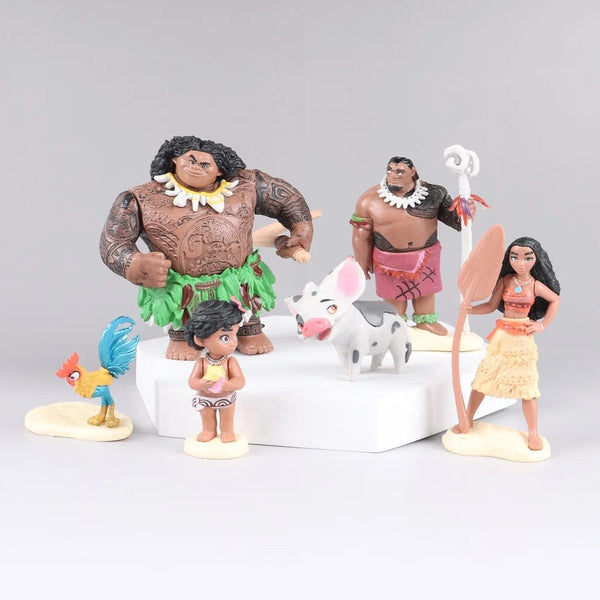 Planet Gates 6/10Pcs Set Disney Movie Moana Figure Dolls Set Demigod Maui Moana Waialiki Heihei Action Figure Model Kids birthday Gift