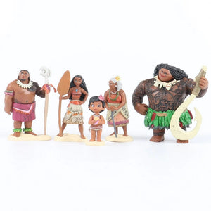 Planet Gates 6/10Pcs Set Disney Movie Moana Figure Dolls Set Demigod Maui Moana Waialiki Heihei Action Figure Model Kids birthday Gift