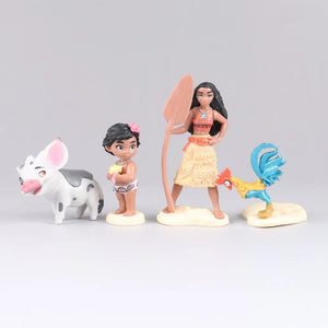 Planet Gates 6/10Pcs Set Disney Movie Moana Figure Dolls Set Demigod Maui Moana Waialiki Heihei Action Figure Model Kids birthday Gift