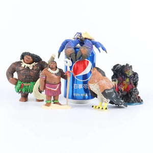 Planet Gates 6/10Pcs Set Disney Movie Moana Figure Dolls Set Demigod Maui Moana Waialiki Heihei Action Figure Model Kids birthday Gift