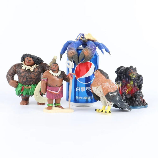 Planet Gates 6/10Pcs Set Disney Movie Moana Figure Dolls Set Demigod Maui Moana Waialiki Heihei Action Figure Model Kids birthday Gift