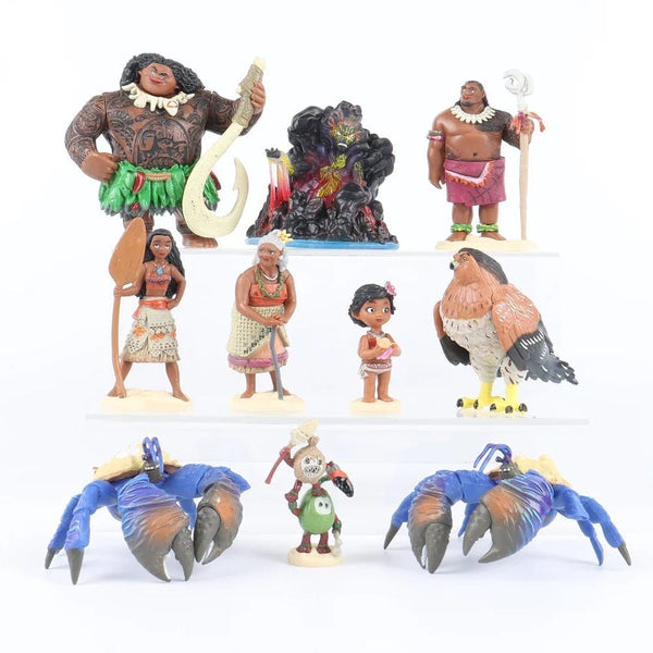 Planet Gates 6/10Pcs Set Disney Movie Moana Figure Dolls Set Demigod Maui Moana Waialiki Heihei Action Figure Model Kids birthday Gift