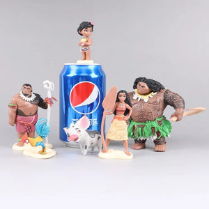 Planet Gates 6/10Pcs Set Disney Movie Moana Figure Dolls Set Demigod Maui Moana Waialiki Heihei Action Figure Model Kids birthday Gift