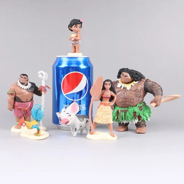Planet Gates 6/10Pcs Set Disney Movie Moana Figure Dolls Set Demigod Maui Moana Waialiki Heihei Action Figure Model Kids birthday Gift