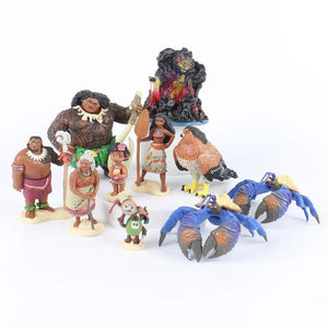 Planet Gates 6/10Pcs Set Disney Movie Moana Figure Dolls Set Demigod Maui Moana Waialiki Heihei Action Figure Model Kids birthday Gift
