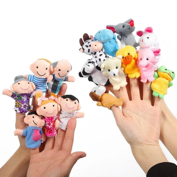 Planet Gates 6-12Pcs Baby Plush Toy Cartoon Animal Family Finger Puppet Role Play Tell Story Cloth Doll Educational Toys For Children Kids