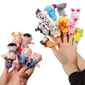 Planet Gates 6-12Pcs Baby Plush Toy Cartoon Animal Family Finger Puppet Role Play Tell Story Cloth Doll Educational Toys For Children Kids