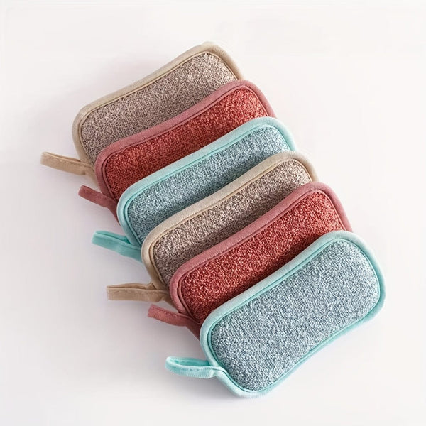 Planet Gates 6/12pcs Dish Cloths Sponge With Hanging Loop, Multi Purpose Cleaning Sponge For Tableware, Dishwashing Towels, Double Sided Cleaning Sponge, Scrubbing Magic Sponge, Scouring Pads, Cleaning Tools, Kitchen Accessories