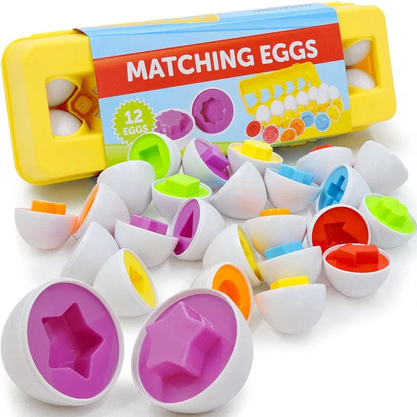 Planet Gates 6/12PCS Montessori Smart Eggs In Cup Education Early Learning Geometric Shape Math Alphabet Puzzle Sorter Game Baby Toy Children