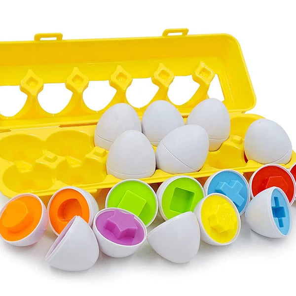 Planet Gates 6/12PCS Montessori Smart Eggs In Cup Education Early Learning Geometric Shape Math Alphabet Puzzle Sorter Game Baby Toy Children