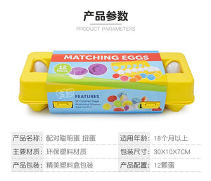 Planet Gates 6/12PCS Montessori Smart Eggs In Cup Education Early Learning Geometric Shape Math Alphabet Puzzle Sorter Game Baby Toy Children