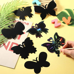 Planet Gates 6/12Pcs Set Magic Scratch Art Butterfly Scratch Drawing Paper Bookmarks Kids Painting Book Creative Card Sticker Educational Toy